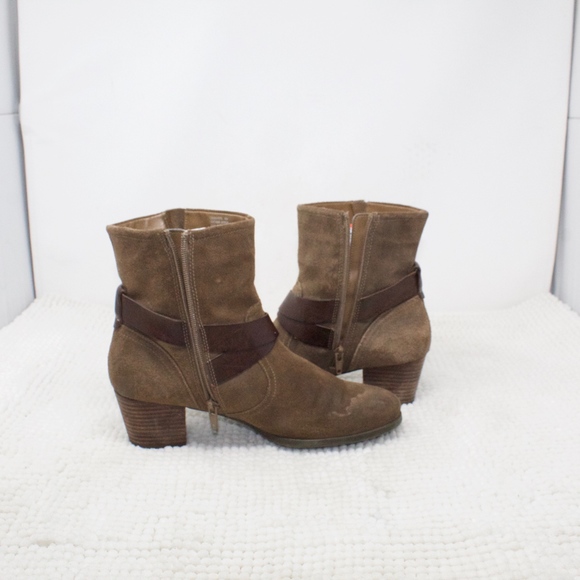 Cobb Hill Brown Suede Leather Heel Ankle Boots 9 - Picture 6 of 8